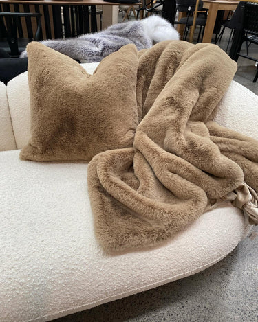 Faux Fur Cushion - Peanut at Online8 Furniture Auckland NZ