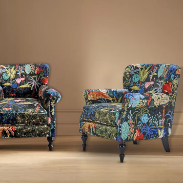 Flamingo Floral Armchair - The Joyful Chair at Online8 Furniture Auckland NZ