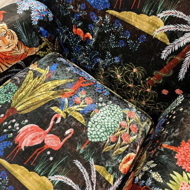 Flamingo Floral Armchair - The Joyful Chair at Online8 Furniture Auckland NZ