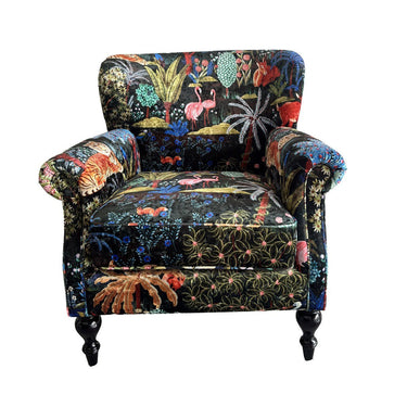 Flamingo Floral Armchair - The Joyful Chair at Online8 Furniture Auckland NZ