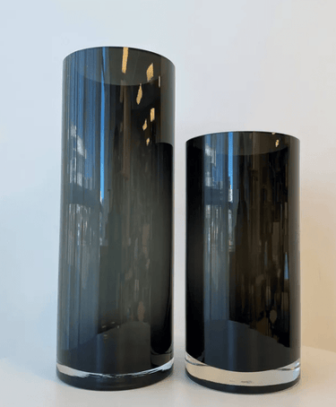 Fleur Cylindrical Glass Vase - Small Obsidian at Online8 Furniture Auckland NZ