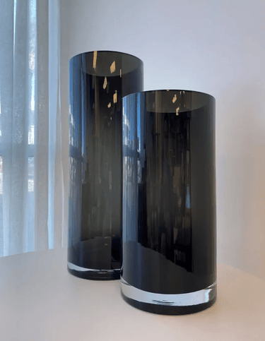 Fleur Cylindrical Glass Vase - Small Obsidian at Online8 Furniture Auckland NZ