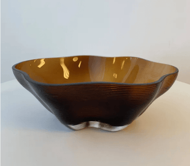 Fleur Decorative Glass Bowl - Amber at Online8 Furniture Auckland NZ