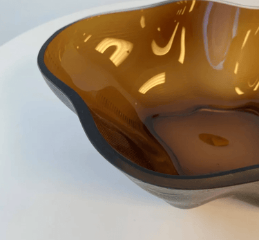 Fleur Decorative Glass Bowl - Amber at Online8 Furniture Auckland NZ