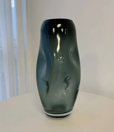 Fleur Dimpled Glass Vase - Ocean Blue at Online8 Furniture Auckland NZ