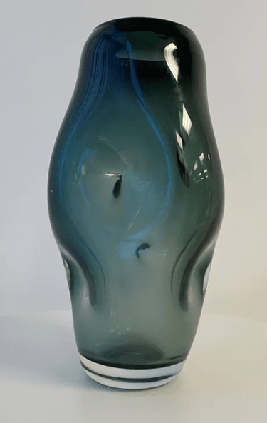 Fleur Dimpled Glass Vase - Ocean Blue at Online8 Furniture Auckland NZ