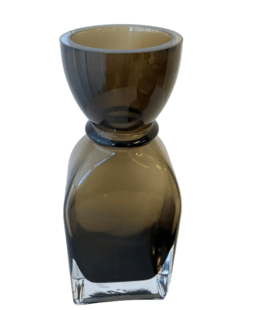 Fleur Round Neck Glass Vase - Large Smoked Olive at Online8 Furniture Auckland NZ