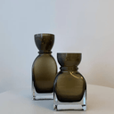Fleur Round Neck Glass Vase - Small Smoked Olive at Online8 Furniture Auckland NZ