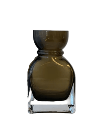 Fleur Round Neck Glass Vase - Small Smoked Olive at Online8 Furniture Auckland NZ