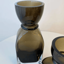 Fleur Round Neck Glass Vase - Small Smoked Olive at Online8 Furniture Auckland NZ