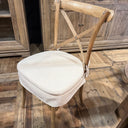 Florin Cross Back Dining Chair with White Cushion - Reclaimed Elm at Online8 Furniture Auckland NZ