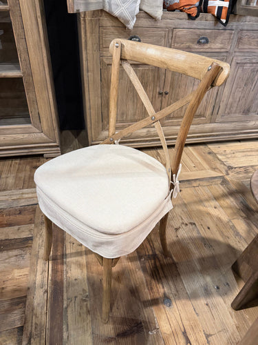 Florin Cross Back Dining Chair with White Cushion - Reclaimed Elm at Online8 Furniture Auckland NZ