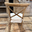 Florin Cross Back Dining Chair with White Cushion - Reclaimed Elm at Online8 Furniture Auckland NZ
