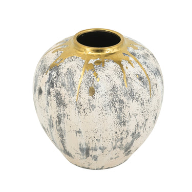 Flower Vase Large - White & Gold at Online8 Furniture Auckland NZ