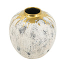 Flower Vase Small - White & Gold Ceramic at Online8 Furniture Auckland NZ