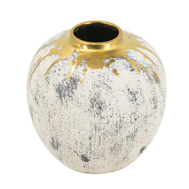 Flower Vase Small - White & Gold Ceramic at Online8 Furniture Auckland NZ