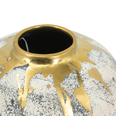 Flower Vase Small - White & Gold Ceramic at Online8 Furniture Auckland NZ