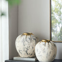 Flower Vase Small - White & Gold Ceramic at Online8 Furniture Auckland NZ