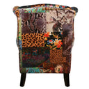 Franklin Patchwork Wingback Armchair - Leopard at Online8 Furniture Auckland NZ