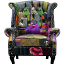Franklin Patchwork Wingback Armchair at Online8 Furniture Auckland NZ
