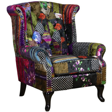 Franklin Patchwork Wingback Armchair at Online8 Furniture Auckland NZ