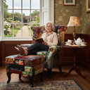 Franklin Patchwork Wingback Armchair with Ottoman - Leopard at Online8 Furniture Auckland NZ