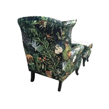 Franklin Wingback Patchwork Armchair - Green Forest at Online8 Furniture Auckland NZ