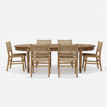 French Provincial Elm Dining Suite - 6 Seater at Online8 Furniture Auckland NZ