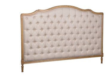 French Provincial Queen Headboard Beige Linen Oak