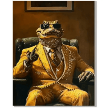Gangster Crocodile Framed Canvas Wall Art at Online8 Furniture Auckland NZ