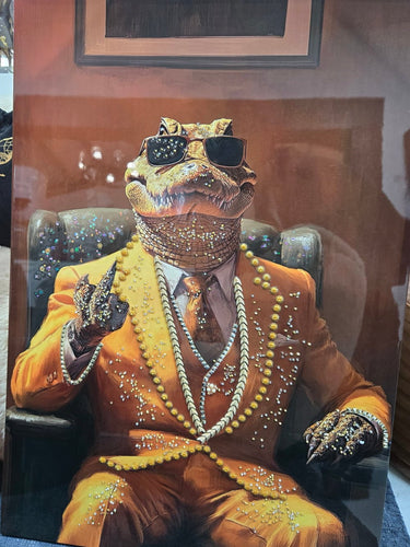 Gangster Crocodile Framed Canvas Wall Art at Online8 Furniture Auckland NZ