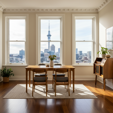 Genji Oak Dining Table - Walnut 1600mm at Online8 Furniture Auckland NZ
