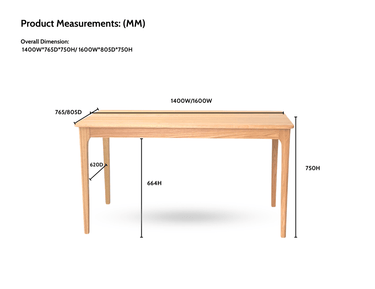 Genji Oak Dining Table - Natural 1600mm at Online8 Furniture Auckland NZ