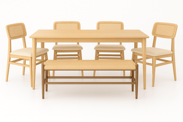 Genji Dining Suite with 4 Chairs and Bench - 6 Seater at Online8 Furniture Auckland NZ