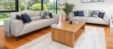 Georgia 3 Seater Leather Sofa - Silver at Online8 Furniture Auckland NZ