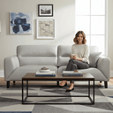 Georgia 3 Seater Leather Sofa - Silver at Online8 Furniture Auckland NZ