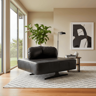 Georgio XL Leather Chair | Ottoman Slate Black at Online8 Furniture Auckland NZ
