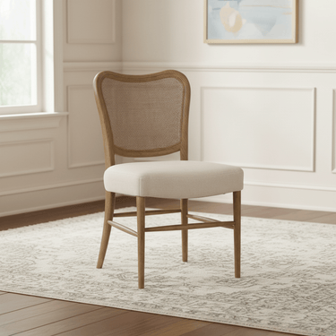 Giverny Dining Chair with Rattan Back at Online8 Furniture Auckland NZ