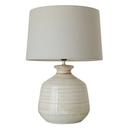 Glazed Ceramic Lamp W/ Linen Shade at Online8 Furniture Auckland NZ