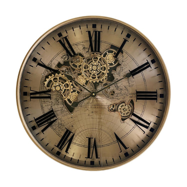 Globe Round Gear Wall Clock at Online8 Furniture Auckland NZ