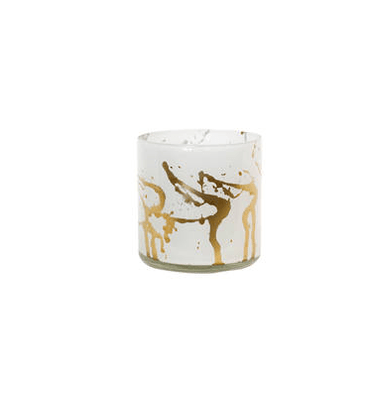 Gold Paint Splatter Glass Votive 8cm at Online8 Furniture Auckland NZ