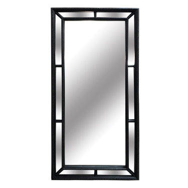 Grid Border Beaded Mirror | Matt Black at Online8 Furniture Auckland NZ