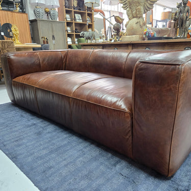 Hampshire 3 Seater Aged Leather Sofa: Vintage Cigar at Online8 Furniture Auckland NZ