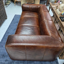 Hampshire 3 Seater Aged Leather Sofa: Vintage Cigar at Online8 Furniture Auckland NZ