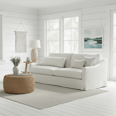 Hampton 3.5 Seater Slip Cover Sofa - Salt & Pepper at Online8 Furniture Auckland NZ