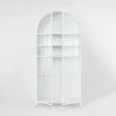 Hamptons Arched Glass Doors Cabinet - White at Online8 Furniture Auckland NZ
