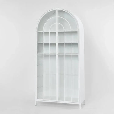 Hamptons Arched Glass Doors Cabinet - White at Online8 Furniture Auckland NZ