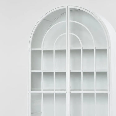 Hamptons Arched Glass Doors Cabinet - White at Online8 Furniture Auckland NZ