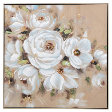 Hand Painted Flower Painting on Stretched Canvas - Gold Frame at Online8 Furniture Auckland NZ