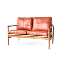 Bailey Mid Century 2 Seat Leather Sofa - Caramel Brown at Online8 Furniture Auckland NZ